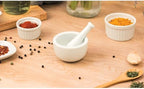 HIC Kitchen Mortar and Pestle for Grinding Spices and Herbs and Crushing Pills, Fine-White Porcelain
