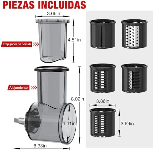 Slicer Shredder Attachment for KitchenAid Stand Mixer with 5 Blades, Cheese Grater Attachment, Fresh Prep Slicer, Bigger Vegetable Salad Maker Accessories for Kitchenaid