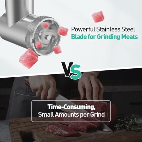 Metal Food Grinder Attachment for KitchenAid Stand Mixer, Meat Grinder Accessories Includes Sausage Stuffer Tube, Easy to Clean, Perfect for Home Kitchen Use