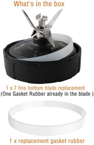 Ninja Blender Replacement Parts, 7 Fins Ninja Blender Blade for Ninja BN401 BN751 BN801 BL480 BL640 NN100-30 BL2012 32oz 24oz 18oz Cup Nutri Blender Parts 7-Fins Extractor Blade Assembly