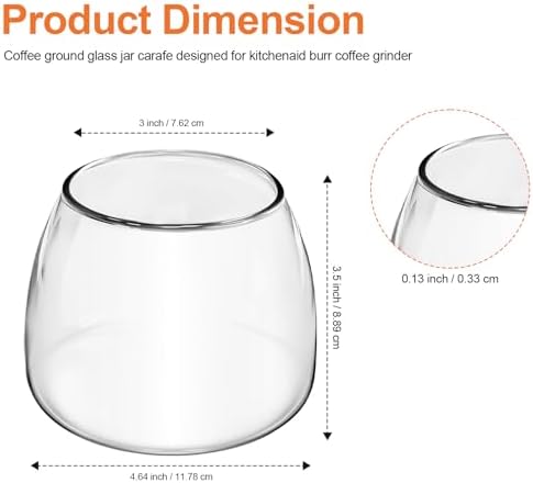 7 OZ Burr Coffee Glass Grinder Jar Replacement KPCGRND Replaces 4176728 - Compatible with Kitchenaid Burr Coffee Grinder Carafe Maker KCG0702OB/KPCG100PMO/KCG0702CU/KCG844OB