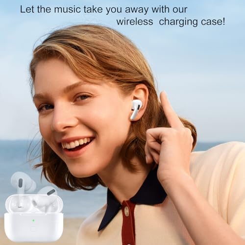 Compatible with AirPod Pro 2nd&1st Generation Charging Case Replacement, Air Pod Pro 2 1 Charger Case with Bluetooth Pairing Sync Button,White