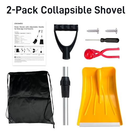 2 Pack Snow Shovel with Adjustable Handle for Kids Age 3+ & Parents Portable Kids Shovels for Digging Snow Beach,Garden Cleaning,Only 30 Sets!