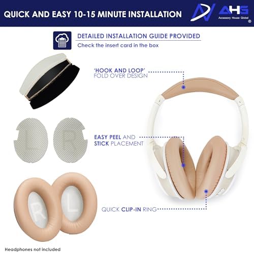 Premium Replacement SoundLink AE2 Ear Pads and SoundLink AE2 Headband pad Cushion Compatible with Bose SoundLink Around-Ear 2 / Bose Soundlink AE2 Headphones Beige