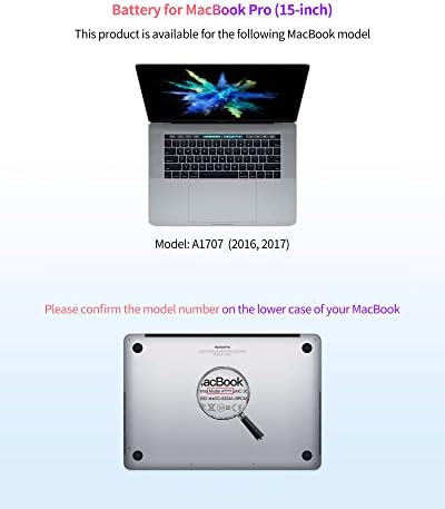 Battery Replacement for MacBook Pro A1707 (2016, 2017) 15-inch A1820 Battery
