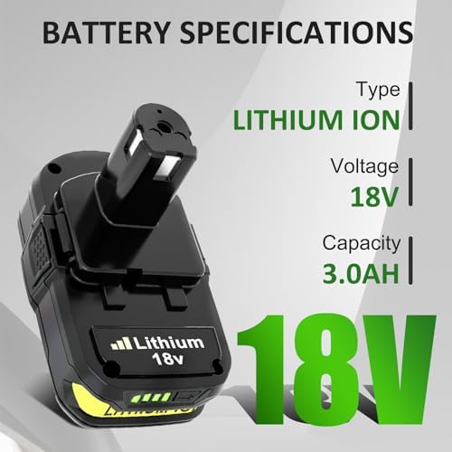 2-Pack P108 Replacement Battery Compatible with Ryobi 18V Battery P102 P103 P104 P105 P107 P108 P109 P190 P122 for 18 Volt Cordless Power Tools
