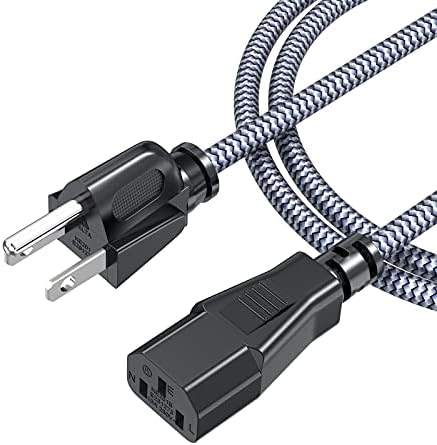Power Cord, Goalfish 3 Prong AC Power Cable 6.6FT(2m) Nylon Braided Replacement 3 Pin Power Cord UL Certified for Computer, TV, Monitor, Printer, PC, Projector, Power Supply Cable