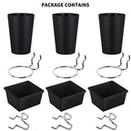 6 Sets Pegboard Bins Pegboard Cups with Hooks, Pegboard Hooks Assortment, Hooks for Pegboard Cup Holder for Organizing Accessories Tools Storage Office Workshop Garage Workbench Black
