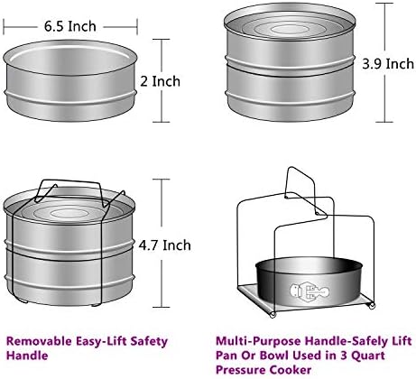Aozita 3 Quart Stackable Steamer Insert Pans - Accessories for Instant Pot Mini 3 qt - Pot in Pot, Baking, Casseroles, Lasagna Pans, Food Steamer for Pressure Cooker, Upgrade Interchangeable Lids