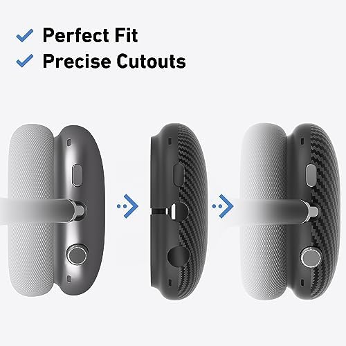 Case Cover for AirPods Max Headphones,AHBTEYM Carbon Fiber Texture TPU Ear Cups Cover/Ear Pads Case Cover/Headband Cover for Apple AirPod Max,Accessories Silicone Protector Cover(Matte Black)