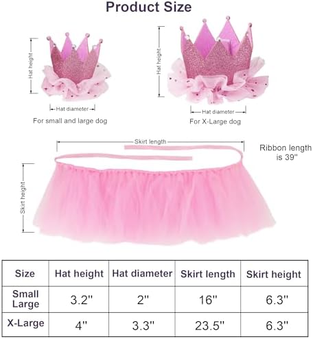 ADOGGYGO Dog Birthday Hat Bandana Girl - Puppy Birthday Party Supplies - Pink Puppy Tutu Hat Scarf Banner Set for Small Dogs (Small)