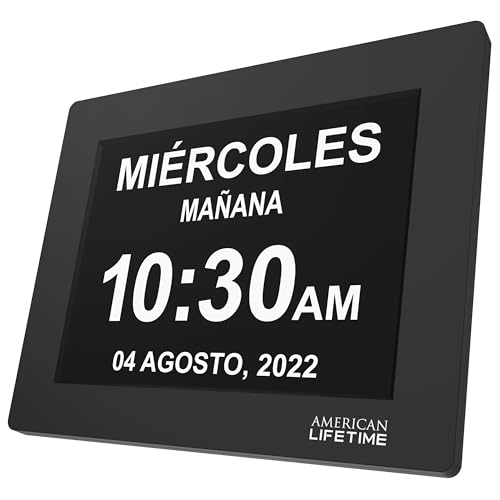 American Lifetime 【New 2024】 Dementia Clock Large Digital Clock for Seniors, Digital Clock Large Display with Custom Alarms, Clock with Day & Date for Elderly, Large Number Digital Clock Black