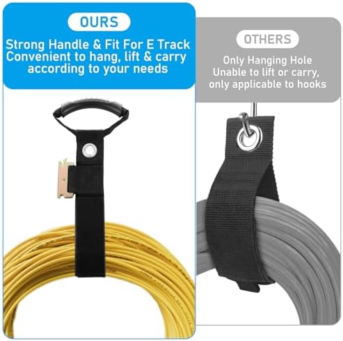 6 Pack Extension Cord Holder Wall Mount 16” Heavy Duty E Track Accessories Extension Cord Organizers and Storage Straps Black Etrack Ties Hanger Keeps Cable, Hose, Rope on E-Track Management