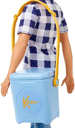 Barbie It Takes Two Camping Set with Blonde Ken Doll in Plaid Shirt & Accessories Including Cooler, Map & More