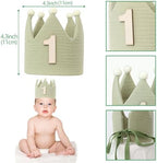 Wild One High Chair Banner For 1st Birthday Party Boy Decorations With Green Tassel Garland Crown Hat Cake Topper