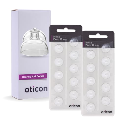 Genuine Oticon Hearing Aid Domes Minifit Power 10mm (0.39 inches - Large), Oticon Branded OEM Denmark Replacements, Authentic Accessories for Optimal Performance -2 Pack/20 Domes Total