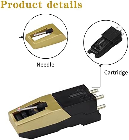 Record Player Needle, Upgraded Record Player Cartridge with Diamond Stylus Replacement for Crosley, ION, LP, Phonograph, and More (Gold)