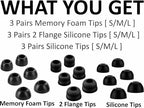 for Soundcore Space A40 P3i P20i P30i P40i Ear Tips Kit Memory Foam Double Flange Replacement Eartips Earbuds Fit in Case Compatible with Soundcore Sport X10 X20 Life A1 Black 9 Pairs