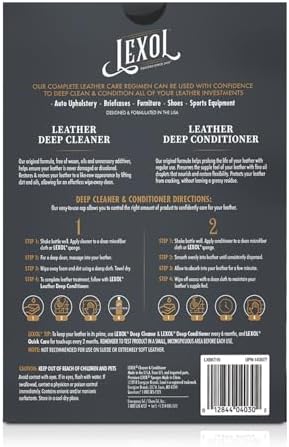 Lexol Leather Care Kit Conditioner and Cleaner, Use on Car Leather, Furniture, Shoes, Bags and Accessories, Trusted Leather Care Since 1933, Quick & Easy 2-Step Regimen, 16.9 oz Bottles Plus 2 Sponges,Black