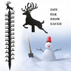 24 inch Elk Snow Gauge Outdoor, Iron Art Snow Measuring Gauge,Winter Snowflake Snow Measuring Stick, Xmas Snow Depth Measure Rod for Yard, Lawn, and Garden,Snow Ruler Christmas Decorative Gift