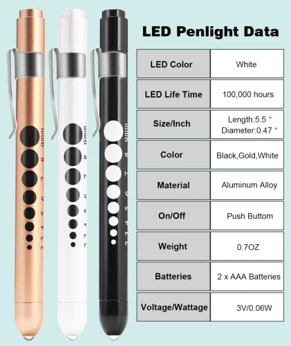 MEUUT 3 Pack Pen Lights for Nurses with 6 Batteries – Medical Penlights Nurse Accessories for Work, Perfect Nursing Student Essentials Medical Supplies for Nurses Doctors EMT Trauma