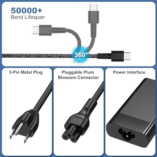 New Slim HP 65W USB C Laptop Charger AC Adapter Replacement for HP Spectre X360,Spectre,Elitebook x360,Elitebook,Envy,Chromebook,Elite x2,ProBook Travel Type C Power Cord Supply