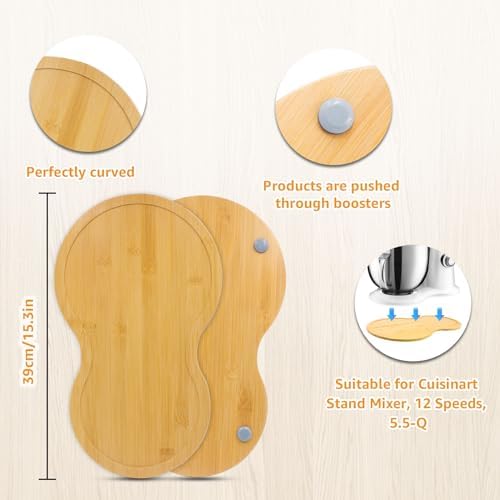 Bamboo Mixer Slider for Cuisinart Stand Mixer 5.5 Quart Mixing Bowl, mixer attachments sliding board for Cuisinart SM-50BC, Kitchen Countertop Storage mixer accessories Appliance Moving Tray Mat