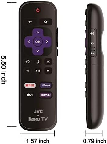 OEM Replacement Remote Control Compatible with All JVC HDR Roku Smart LED TVs 【Only Works with JVC Roku TV, Not for Roku Stick and Roku Box】 (Netflix/Disney Plus/Apple TV+ / HBO Max)