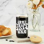 In My Trump 2024 Era, Trump Gift, Gift for Dad ,Gift for Mom, Patriotic Tumbler, Trump 2024, Friend Gag Tumbler, Coworker Gag Novelty Cup, Trump for President Glass Can, Trump Beer Cup w/Straw and Lid