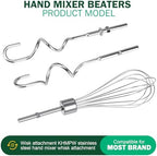 Hand Mixer Beaters Blender For KitchenAid & Hand Mixer Dough Hooks For KitchenAid Hand Mixers Whisk Attachment KHMPW Stainless Steel Egg Beater/Whisk Attachment for Kitchen Hand Mixer Accessories,3PCS