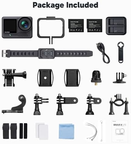 AKASO Brave 8 Lite Waterproof Action Camera with 4K60 Ultra HD Video, 20MP Photos, HDR, Touch Screen, SuperSmooth Stabilization, 8X Slow Motion, Zoom, Super Wide Angle, Remote Control and Accessories