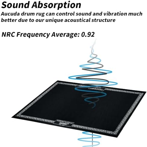 Aucuda Drum Rug Mat with Paisley Border 4x6ft Tightly Woven Fabric Cool Drum Floor Mat, Electric Drum Set Carpet Accessories for Christmas Holiday Practice, Apartment, Soundproof, Winter.