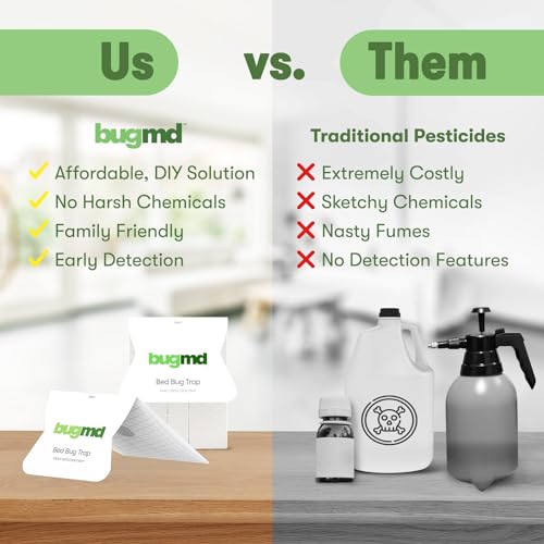 BugMD Bed Bug Trap (2 Pack, 14 Traps) - Bed Bug Prevention, Glue Traps, Insect Trap Indoor, Bed Bug Sticky Traps