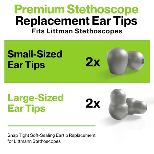 Durabasics Stethoscope Ear Tips Replacement for Littmann Stethoscopes Parts - Compatible with Littmann Ear Tips, Ear Pieces, Replacement Parts for Classic III, Cardiology 3, 4, & IV - Grey