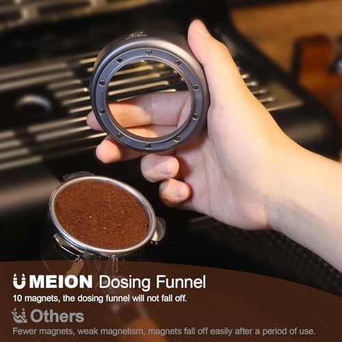 MEION 54mm Dosing Funnel for Breville Portafilters, Magnetic Espresso Dosing Funnel Coffee Funnel, Espresso Tools Espresso Accessories (54mm, Silver)