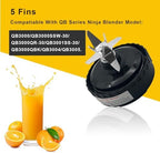5 Fins Blender Blade Replacement Part For Ninja Blender QB3001SS QB3000 QB3004 QB3005 QB3000SSW-30 QB3000QR-30 QB3001SS-30 QB3000QBK QB3004 QB3005 - Fits for Ninja 16oz Cup [3.35Inch Fins ONLY]