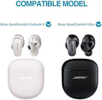 SURITCH Protective Case for Bose QuietComfort Earbuds II 2022 / QuietComfort Ultra 2023, Shockproof Case Cover for Bose QC ii 2 Charging Case Accessories with Carabiner, White