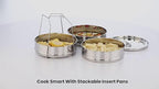 Stackable Stainless Steel Insert Pans - 3 Tiers - Instant Pot Accessories - 6QT & Above - Pressure Cooker Steamer Pan