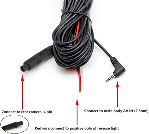 REDTIGER 50Feet Backup Camera Longer Replacement Cable for REDTIGER Dash Cam(4 pin,2.5mm)