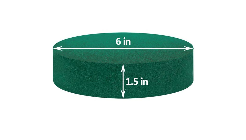 Pack of 6 FLOFARE Round Floral Foam Blocks for Fresh and Artificial Flowers, (6" X 1.5"), Dry & Wet Green Flower Foam for Flower Arrangements and Florist Supplies