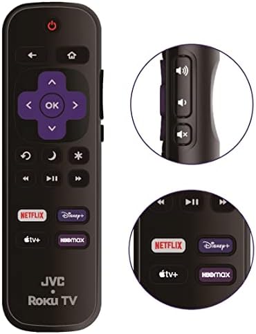 OEM Replacement Remote Control Compatible with All JVC HDR Roku Smart LED TVs 【Only Works with JVC Roku TV, Not for Roku Stick and Roku Box】 (Netflix/Disney Plus/Apple TV+ / HBO Max)