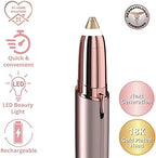 Eyebrow Trimmer for Women, Rechargeable Eyebrow Hair Remover, Painless Electric Razor with 2 x Replacement Heads, Eye Brow and Face Epilator Hair Removal (Rose Gold)