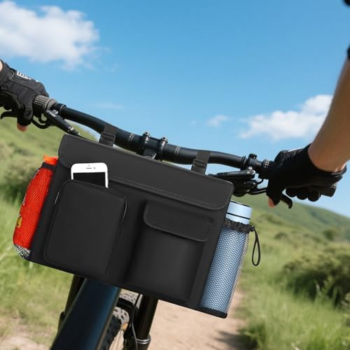 Electric Scooter Bag Wheelchair Bag, Scooter Storage Bag with 15-Inch Laptop Pocket and Cup Holders, Durable Basket for Scooter, Wheelchair and Bike, Mobility Scooter Accessories for Adults (Black)
