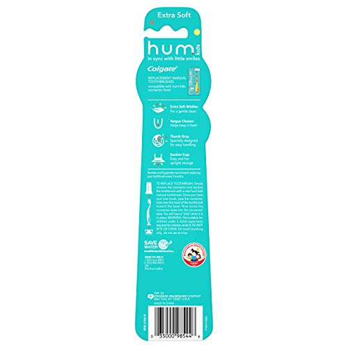 Colgate hum Kids Smart Manual Replacement Toothbrush Pack, Yellow & Coral - 2 Count