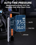 Tire Inflator Portable Air Compressor - 4X Air Pump for Car Tires, 150PSI&10000mAh Portable Tire Inflator for Car, 12DC Air Pump with Pressure Gauge/LED Light, Bike/Motorcycle/Ball/Car Accessories