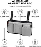 JOYTUTUS Walker Side Bag, Wheelchair Armrest Storage Pouch with Cup Holder, Wheelchair Accessories for Seniors, Walker Bag Cup Holder for Walker, Rollator, Electric Scooter or Wheelchair
