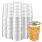 I00000 200 Pack 12 oz Silver Plastic Cups, Silver Rimmed Disposable Cups, Plastic Party Wine Glasses Plastic Cocktail Glasses Heavy Duty Cups with Silver Rim, 12 Ounce Plastic Tumblers For Party