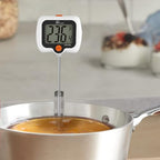 KT THERMO Digital Candy Thermometer, LCD Instant Read Food Meat Thermometer with 10" Probe and Pot Clip for Candy Making, Kitchen Accessories, Baking Tools（White）