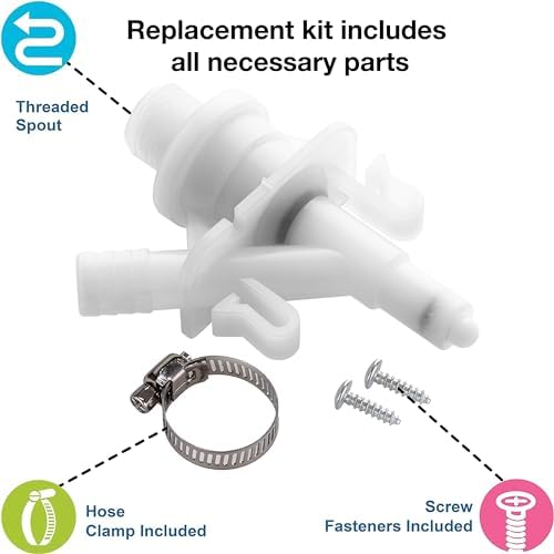 Halotronics Upgraded RV Water Valve Replacement Kit for Pedal-Flush Toilets - Compatible with Sealand Dometic 300, 301, 310, 311, 320, 321 (385311641) - Hardware Included - 2024 Model