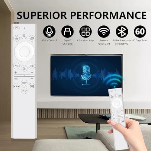 BN59-01391A Solar Voice Remote Replacement for Samsung TV Remote, Compatible with Samsung Smart TVs Ultra HD Neo QLED The Frame and Crystal UHD Series 2021-2023 Models, White